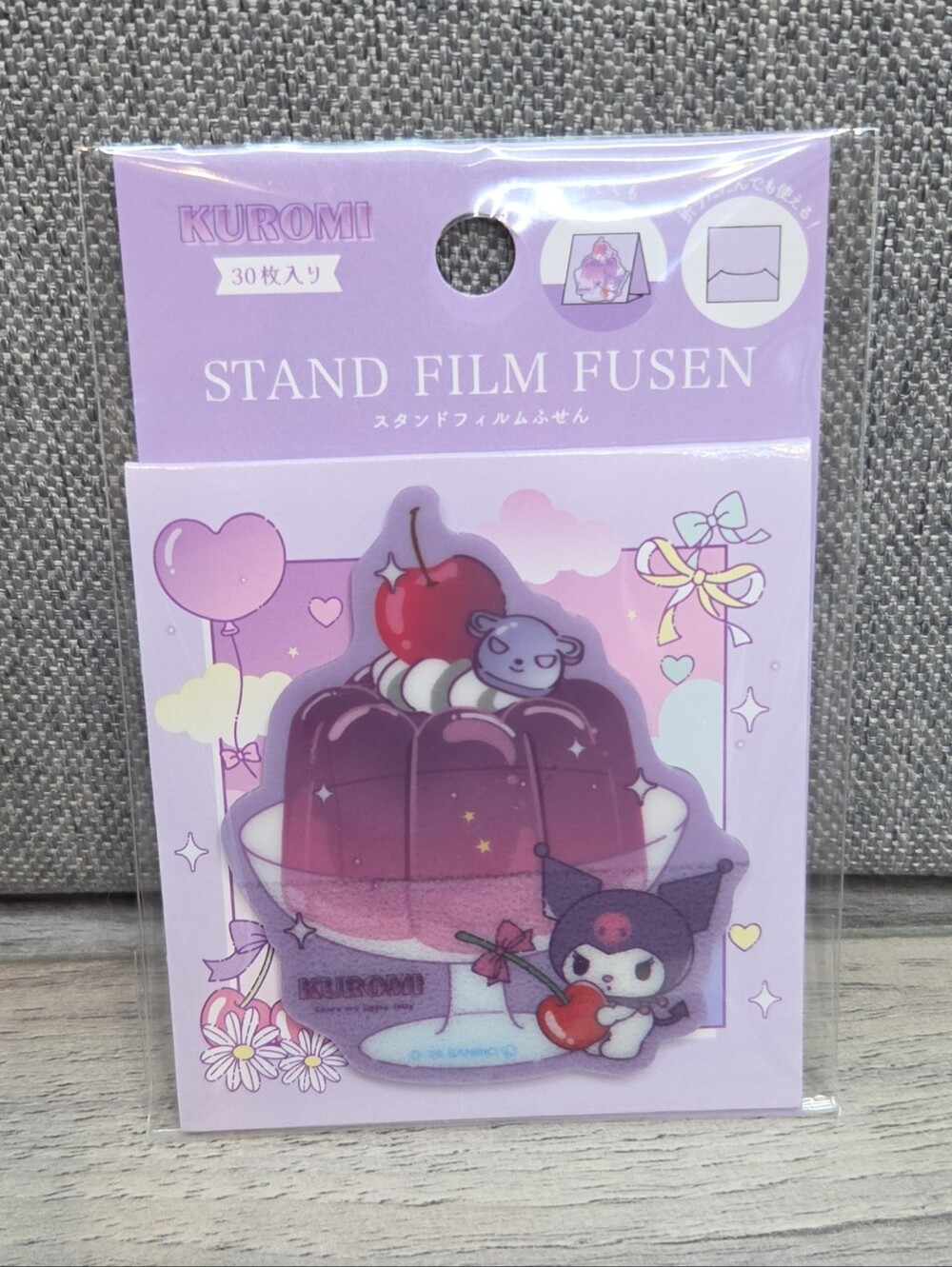 Kuromi Stand Film Sticky Notes | Japan Exclusive Sanrio Memo Pads | 30 Sheets